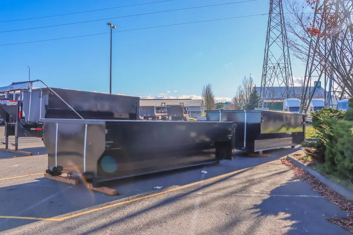 Roll-off dumpster ready for waste disposal at job site for Estate Cleanout Dumpster Rental in White City